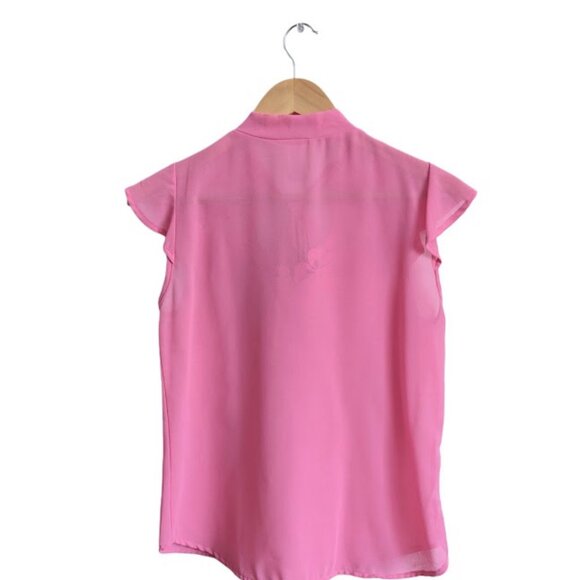 Lodys Pink Chiffon Tie Neck with Floral Lace Top - Picture 2 of 12